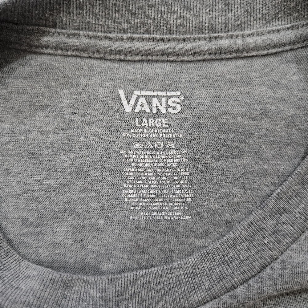 Vans Off The Wall Panther Graphic Long Sleeve Shirt in Grey & Black Men’s Size L - Picture 3 of 5